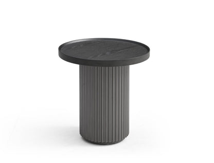 18" Dark Gray Wood Round Pedestal End Table