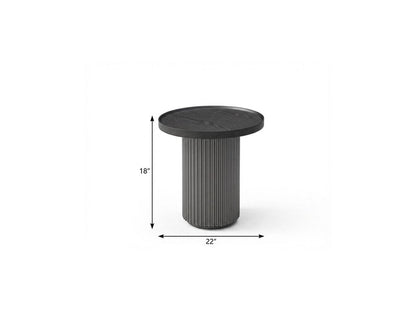 18" Dark Gray Wood Round Pedestal End Table
