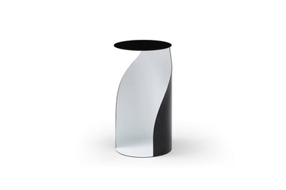 21" Black and White Steel Round Pedestal End Table