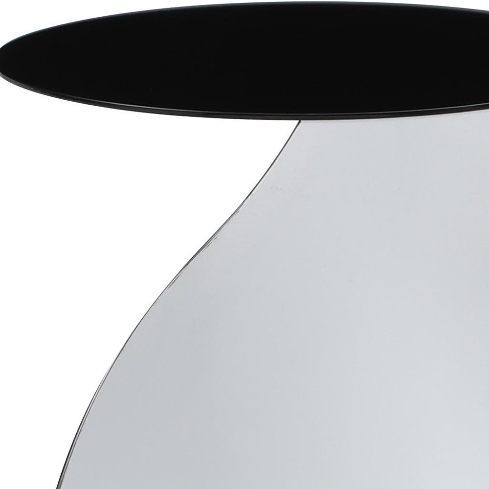 21" Black and White Steel Round Pedestal End Table