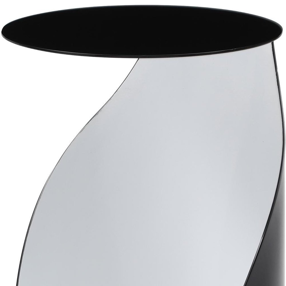 21" Black and White Steel Round Pedestal End Table