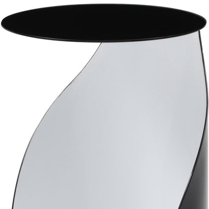 21" Black and White Steel Round Pedestal End Table