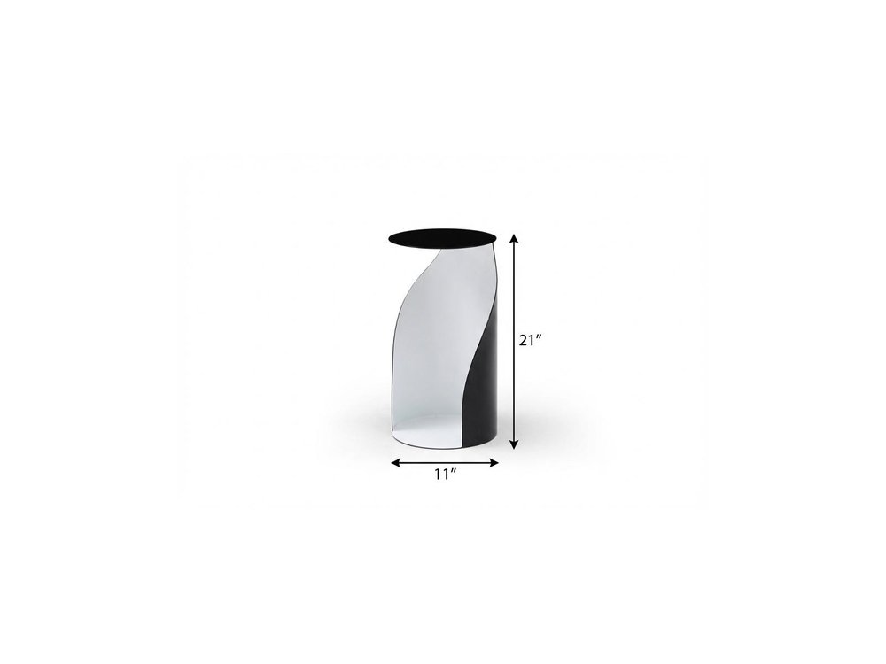 21" Black and White Steel Round Pedestal End Table