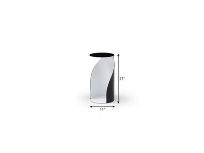 21" Black and White Steel Round Pedestal End Table