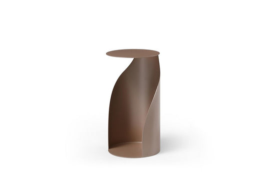 21" Gold Steel Round Pedestal End Table