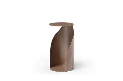 21" Gold Steel Round Pedestal End Table