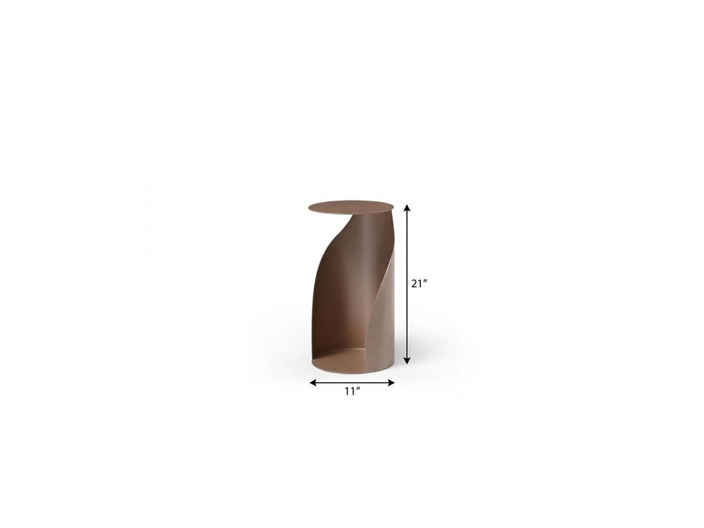 21" Gold Steel Round Pedestal End Table