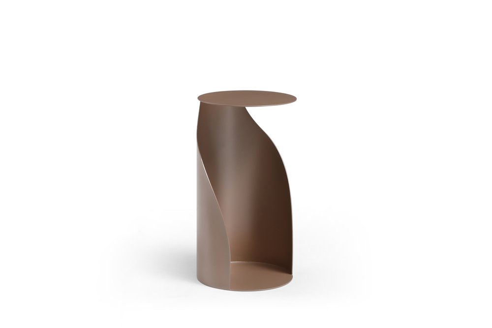 21" Gold Steel Round Pedestal End Table