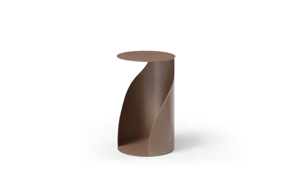 19" Gold Steel Round Pedestal End Table