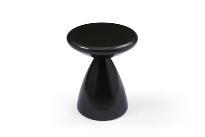 18" Black Steel Cinched High Waist Round Pedestal End Table