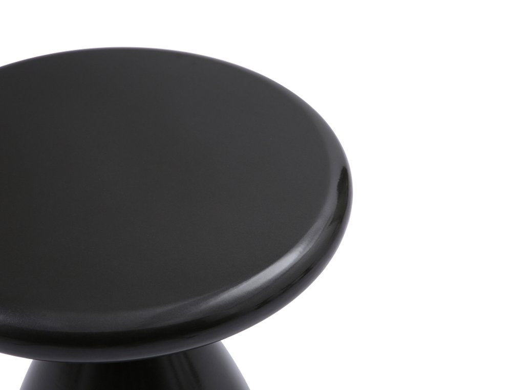18" Black Steel Cinched High Waist Round Pedestal End Table