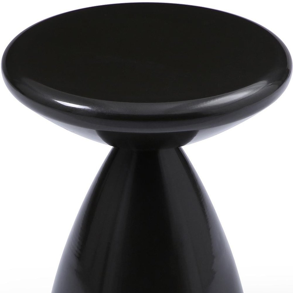 18" Black Steel Cinched High Waist Round Pedestal End Table