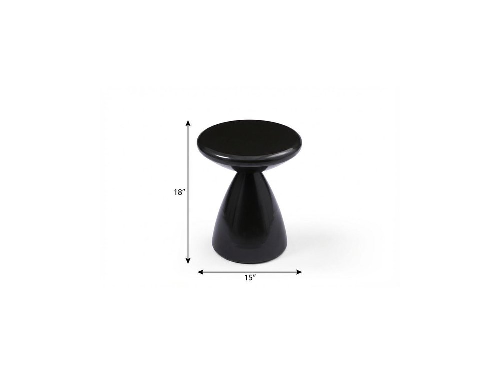 18" Black Steel Cinched High Waist Round Pedestal End Table