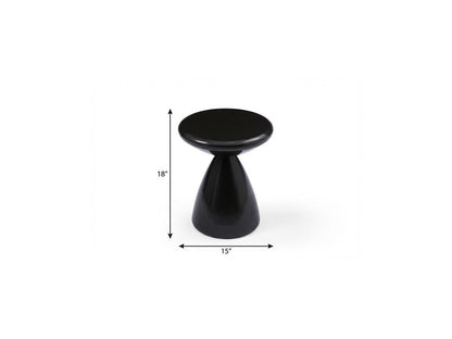18" Black Steel Cinched High Waist Round Pedestal End Table