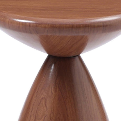 18" Walnut Steel Cinched High Waist Round Pedestal End Table