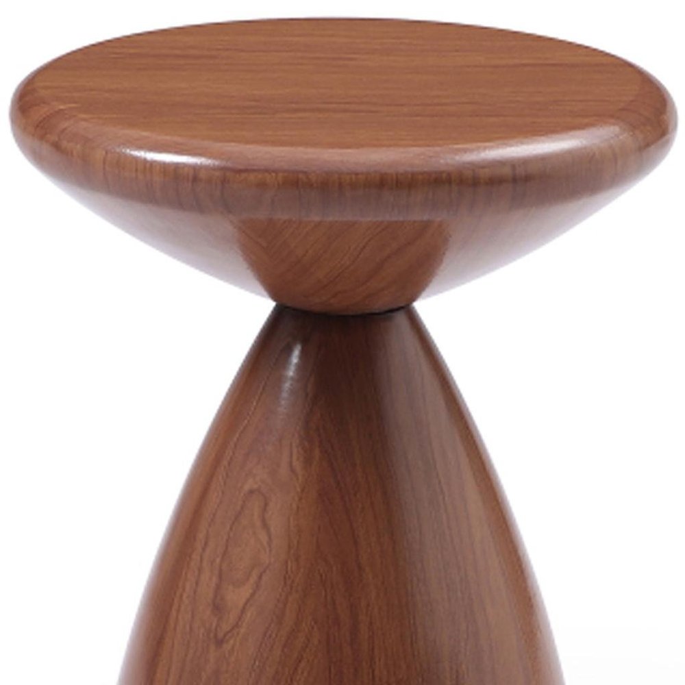 18" Walnut Steel Cinched High Waist Round Pedestal End Table