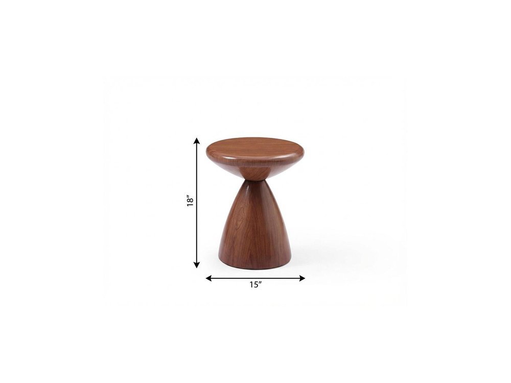 18" Walnut Steel Cinched High Waist Round Pedestal End Table