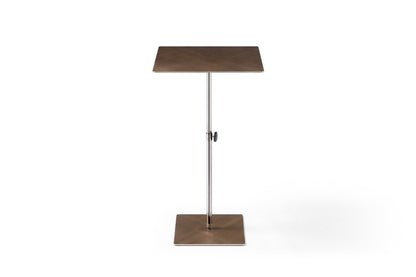 Bronze And Silver Steel Height Adjustable Square Pedestal End Table