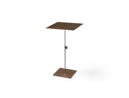 Bronze And Silver Steel Height Adjustable Square Pedestal End Table