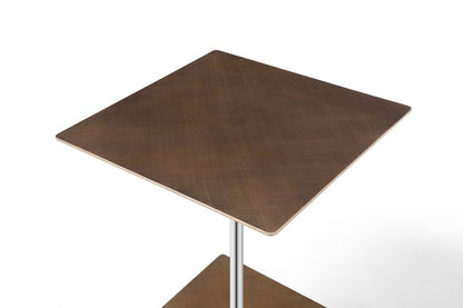 Bronze And Silver Steel Height Adjustable Square Pedestal End Table