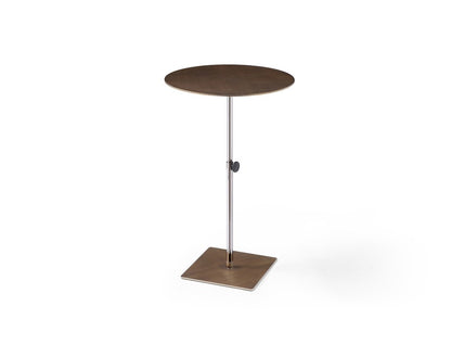 Bronze And Silver Steel Height Adjustable Round Pedestal End Table