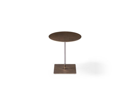 Bronze And Silver Steel Height Adjustable Round Pedestal End Table