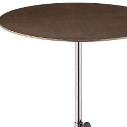 Bronze And Silver Steel Height Adjustable Round Pedestal End Table
