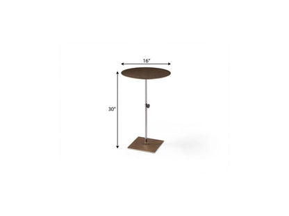 Bronze And Silver Steel Height Adjustable Round Pedestal End Table