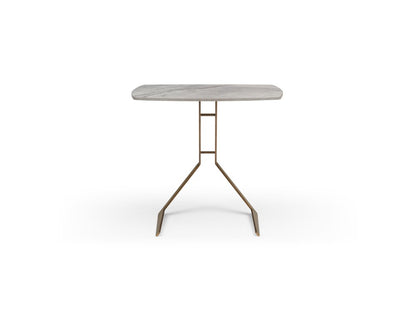 24" White And Bronze Ceramic Faux Marble and Steel End Table