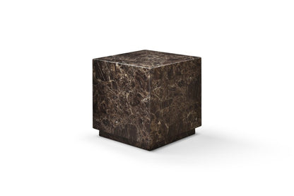 20" Brown Marble Square Block End Table