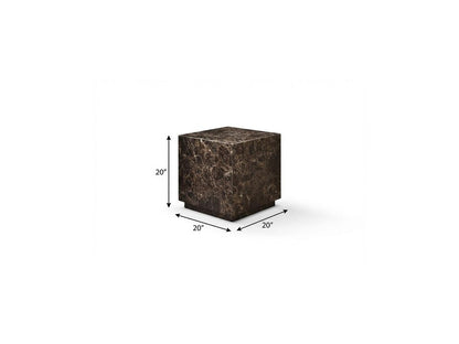 20" Brown Marble Square Block End Table