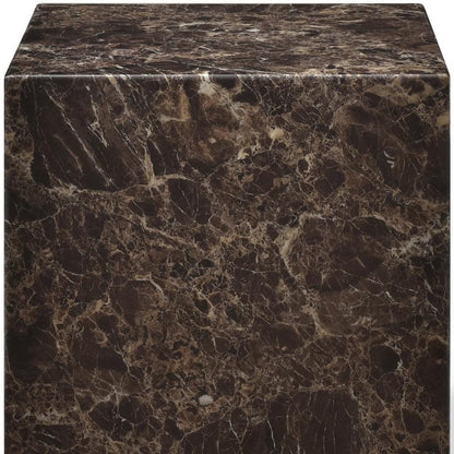 20" Brown Marble Square Block End Table