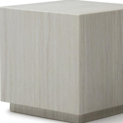 20" Beige Marble Square Block End Table