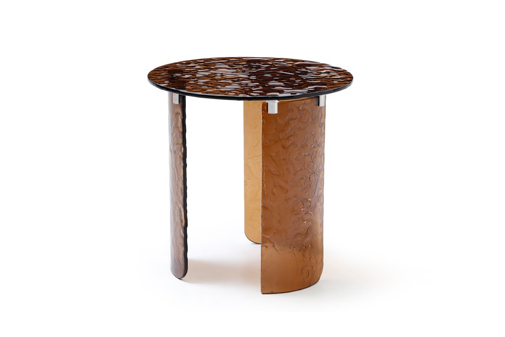 20" Bronze Glass Round End Table