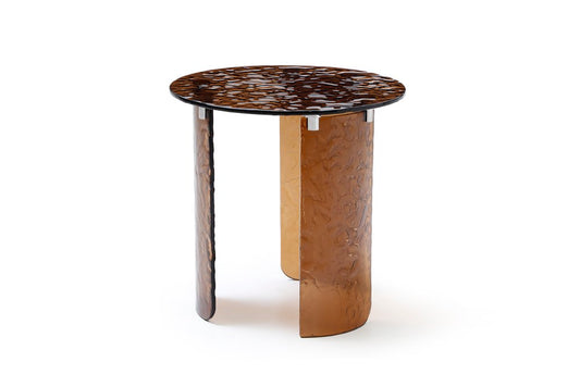 20" Bronze Glass Round End Table