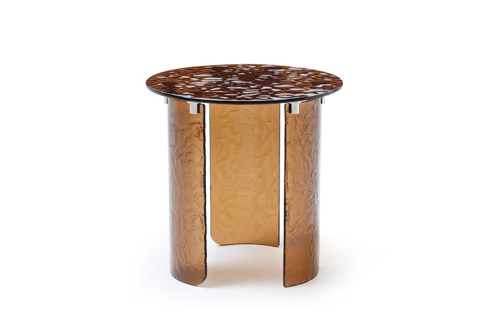 20" Bronze Glass Round End Table