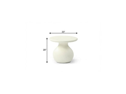 20" Beige Fiber Glass Round Curvaceous Pedestal End Table