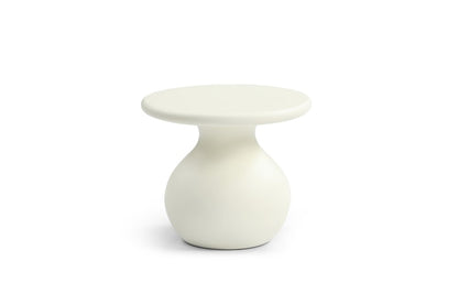 20" Beige Fiber Glass Round Curvaceous Pedestal End Table
