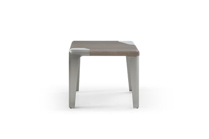 20" Ash Gray and Silver Wood and Stainless Steel Square End Table