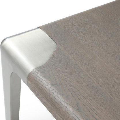 20" Ash Gray and Silver Wood and Stainless Steel Square End Table