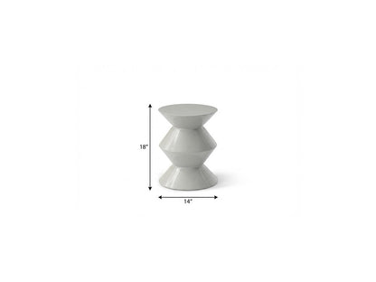 18" Light Gray Wood Round Top Geo Pedestal End Table