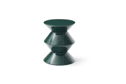 18" Green Wood Round Top Geo Pedestal End Table