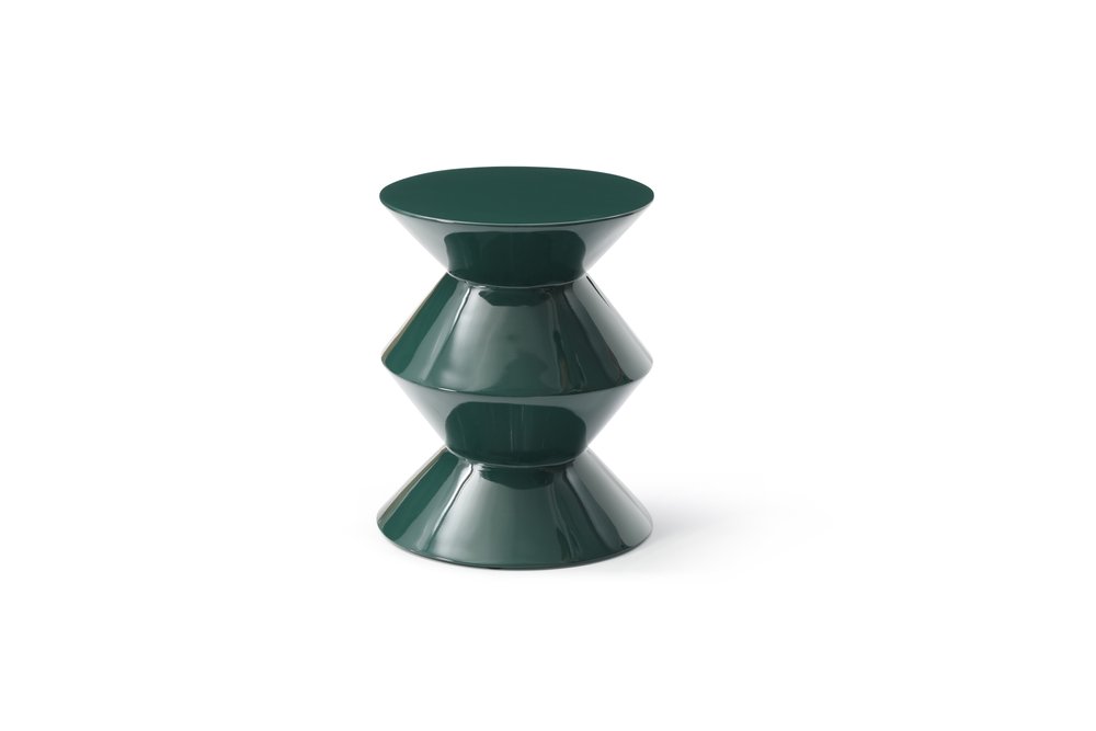 18" Green Wood Round Top Geo Pedestal End Table