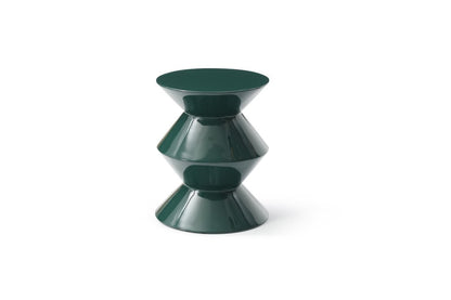 18" Green Wood Round Top Geo Pedestal End Table
