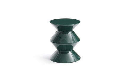 18" Green Wood Round Top Geo Pedestal End Table