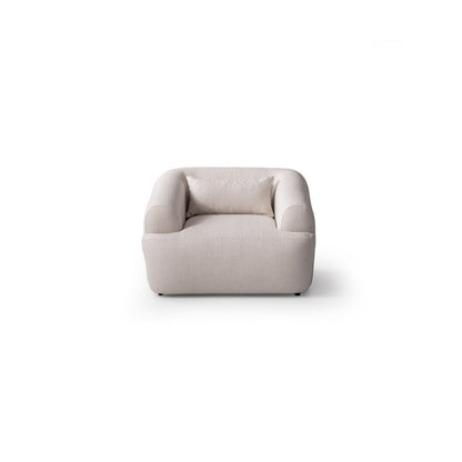 42" White Boucle Arm Chair With Lumbar Pillow