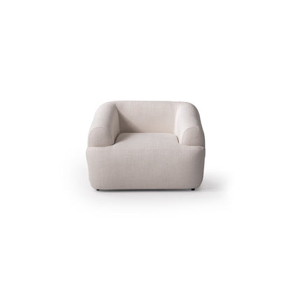 42" White Boucle Arm Chair With Lumbar Pillow