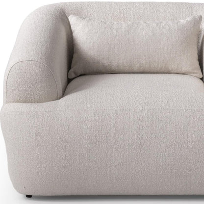 42" White Boucle Arm Chair With Lumbar Pillow