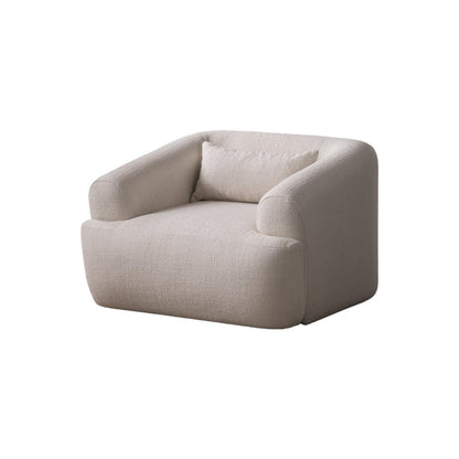 42" White Boucle Arm Chair With Lumbar Pillow