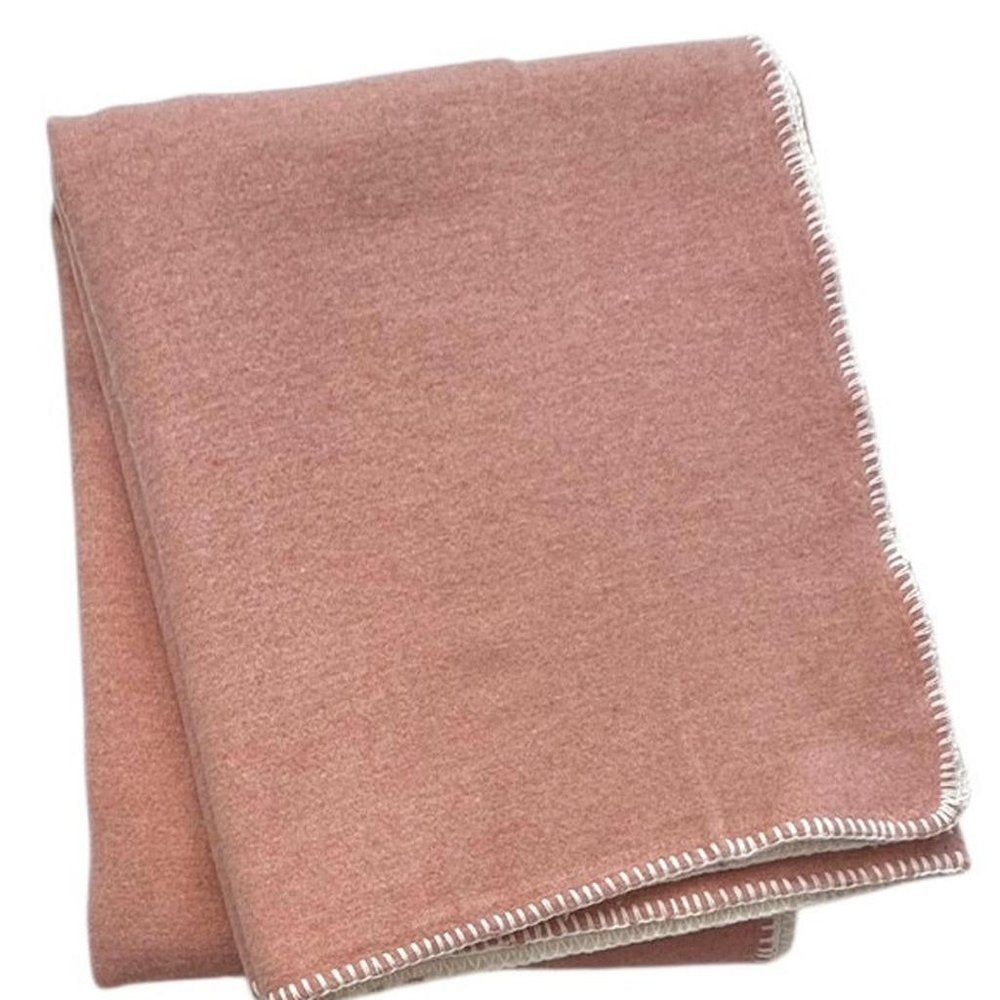 51" X 67" Pink And Cream Cotton Blend Plush Throw Blanket